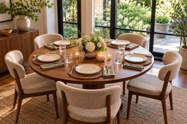 A table set for five