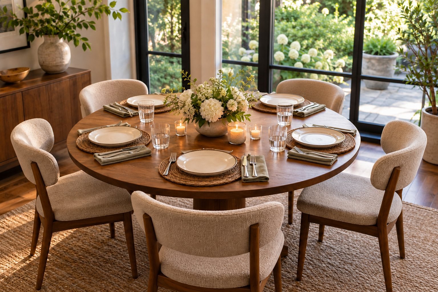 A table set for five
